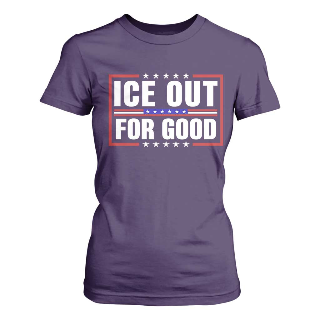 Ice Out For Good Patriotic Protest T Shirt For Women Justice Resistance Red White and Blue TS02 Purple Print Your Wear