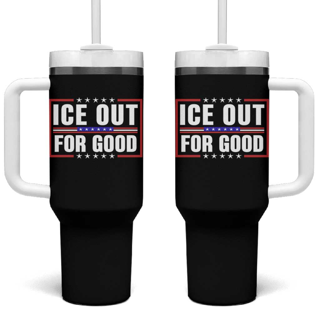 Ice Out For Good Patriotic Protest Tumbler With Handle Justice Resistance Red White and Blue TS02 One Size: 40 oz Black Print Your Wear