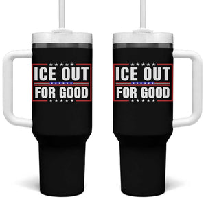 Ice Out For Good Patriotic Protest Tumbler With Handle Justice Resistance Red White and Blue TS02 One Size: 40 oz Black Print Your Wear