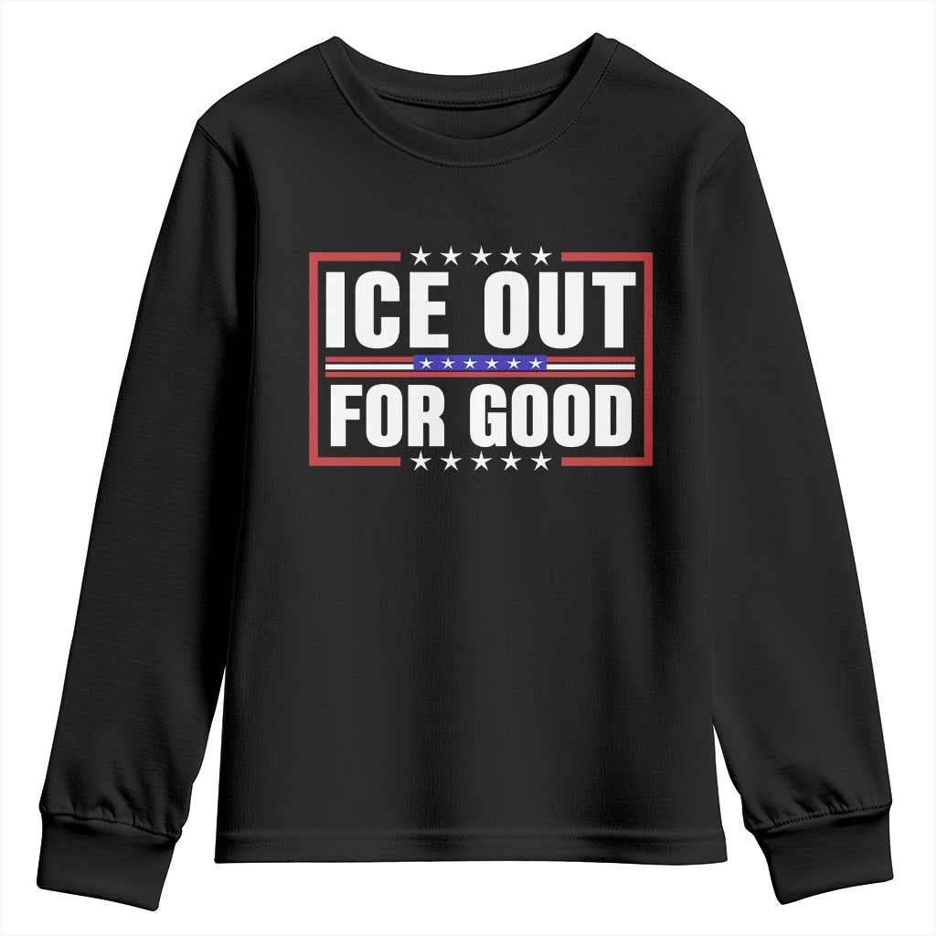 Ice Out For Good Patriotic Protest Youth Sweatshirt Justice Resistance Red White and Blue TS02 Black Print Your Wear