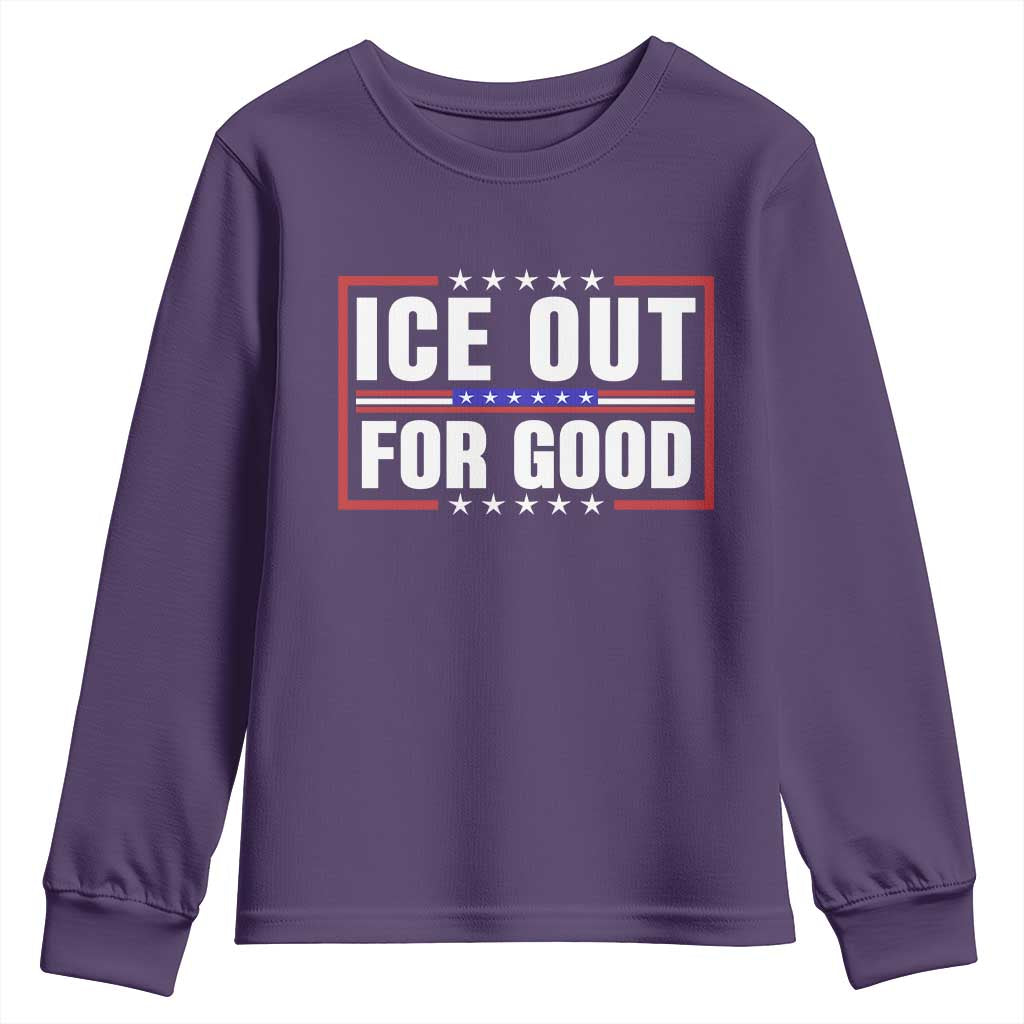 Ice Out For Good Patriotic Protest Youth Sweatshirt Justice Resistance Red White and Blue TS02 Purple Print Your Wear