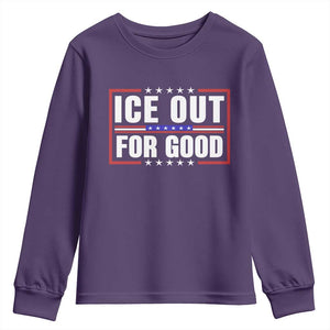 Ice Out For Good Patriotic Protest Youth Sweatshirt Justice Resistance Red White and Blue TS02 Purple Print Your Wear