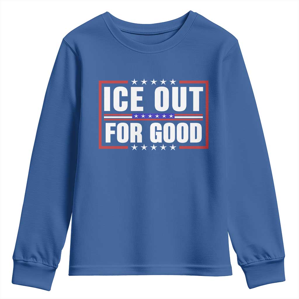 Ice Out For Good Patriotic Protest Youth Sweatshirt Justice Resistance Red White and Blue TS02 Royal Blue Print Your Wear