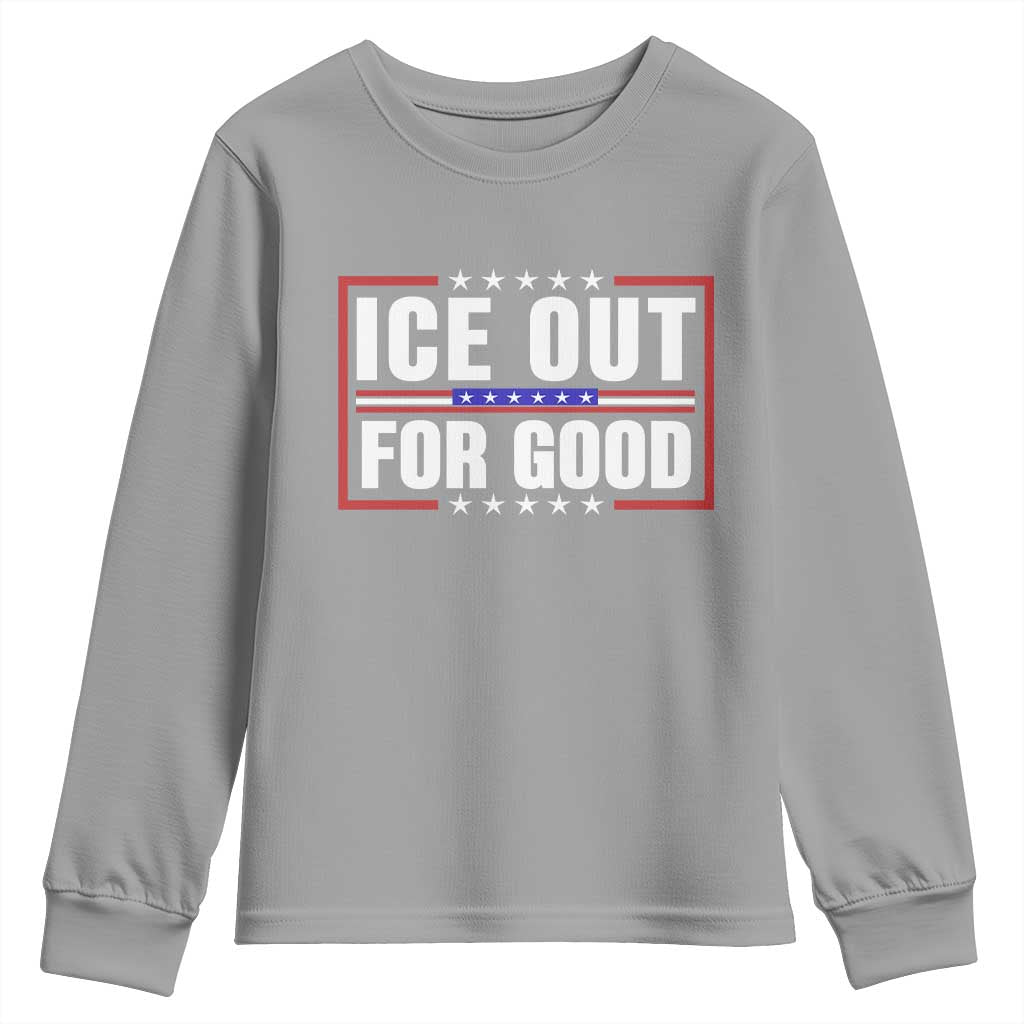 Ice Out For Good Patriotic Protest Youth Sweatshirt Justice Resistance Red White and Blue TS02 Sport Gray Print Your Wear