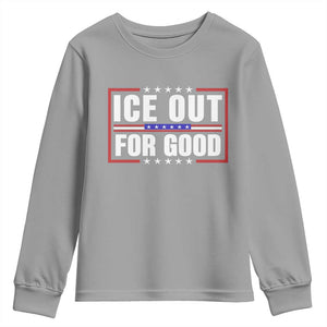 Ice Out For Good Patriotic Protest Youth Sweatshirt Justice Resistance Red White and Blue TS02 Sport Gray Print Your Wear