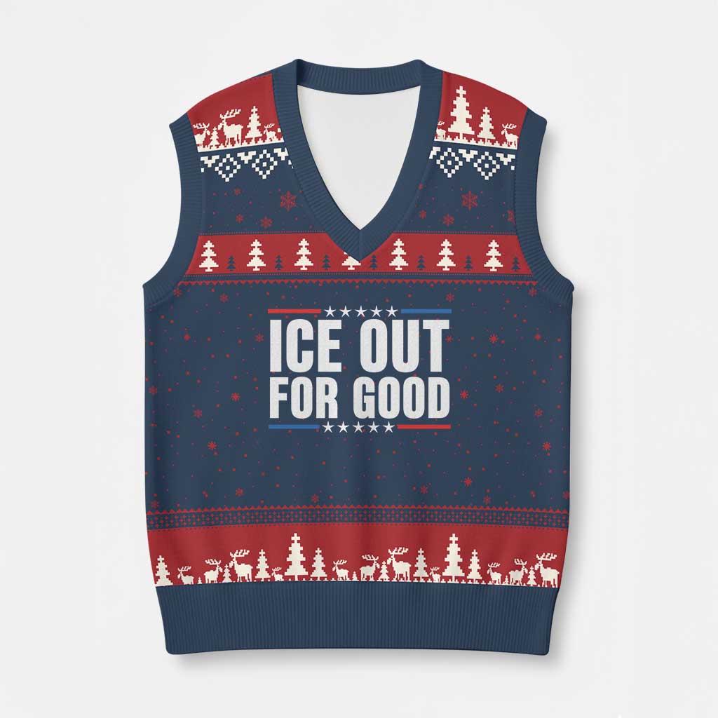 Ice Out For Good Patriotic Protest V-Neck Knit Sweater Vest Justice Political Resistance TS02 Navy Red Print Your Wear