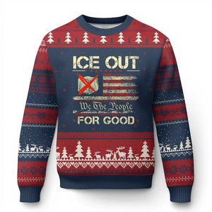 Ice Out For Good We The People Ugly Christmas Sweater Justice and Freedom Political Resistance American Flag TS02 Navy Red Print Your Wear