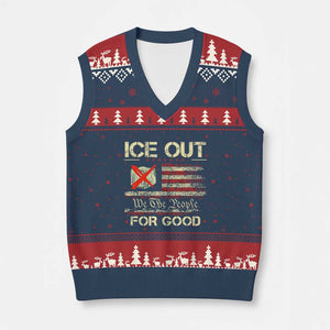 Ice Out For Good We The People V-Neck Knit Sweater Vest Justice and Freedom Political Resistance American Flag TS02 Navy Red Print Your Wear