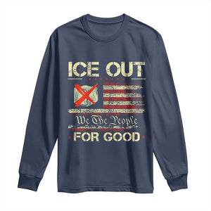 Ice Out For Good We The People Long Sleeve Shirt Justice and Freedom Political Resistance American Flag TS02 Navy Print Your Wear