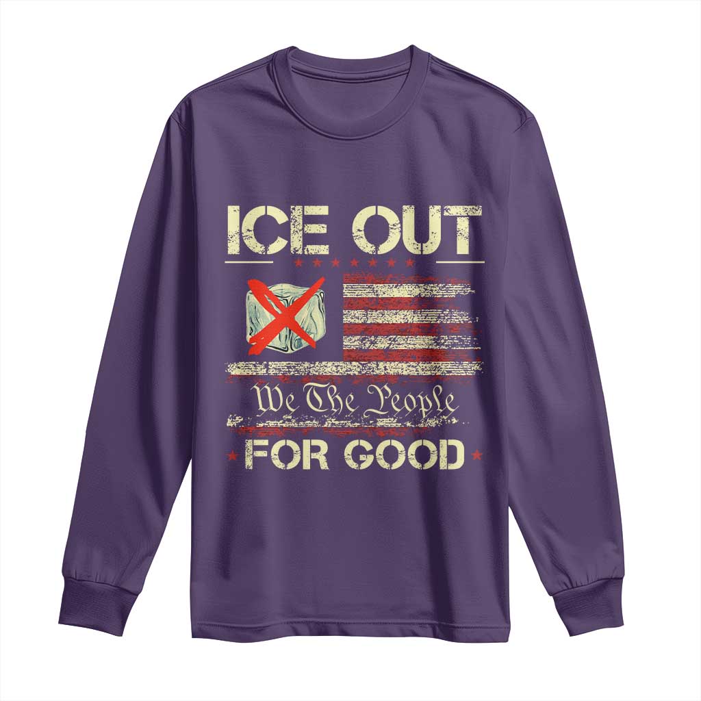 Ice Out For Good We The People Long Sleeve Shirt Justice and Freedom Political Resistance American Flag TS02 Purple Print Your Wear