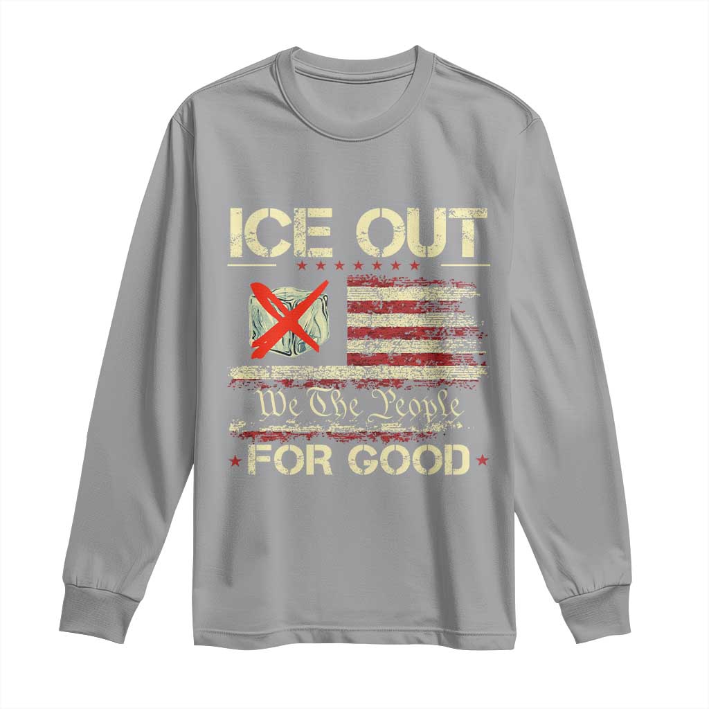 Ice Out For Good We The People Long Sleeve Shirt Justice and Freedom Political Resistance American Flag TS02 Sport Gray Print Your Wear