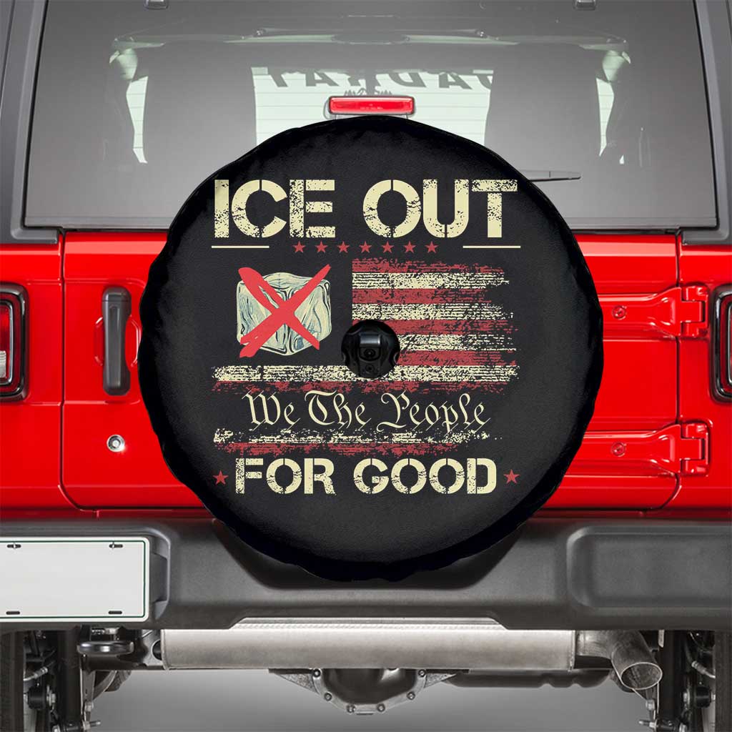 Ice Out For Good We The People Spare Tire Cover Justice and Freedom Political Resistance American Flag TS02 Black Print Your Wear