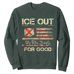 Ice Out For Good We The People Sweatshirt Justice and Freedom Political Resistance American Flag TS02 Dark Forest Green Print Your Wear