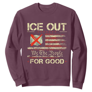 Ice Out For Good We The People Sweatshirt Justice and Freedom Political Resistance American Flag TS02 Maroon Print Your Wear