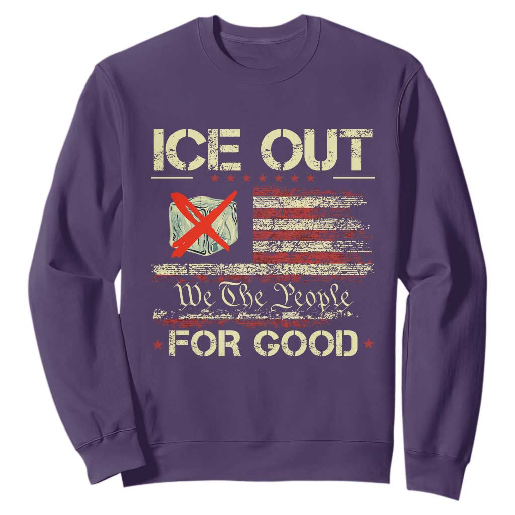 Ice Out For Good We The People Sweatshirt Justice and Freedom Political Resistance American Flag TS02 Purple Print Your Wear
