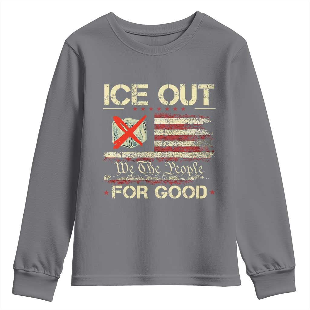 Ice Out For Good We The People Youth Sweatshirt Justice and Freedom Political Resistance American Flag TS02 Charcoal Print Your Wear