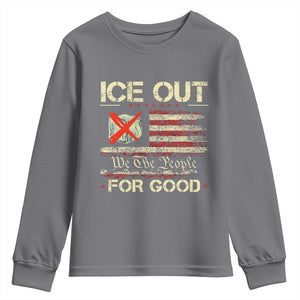 Ice Out For Good We The People Youth Sweatshirt Justice and Freedom Political Resistance American Flag TS02 Charcoal Print Your Wear