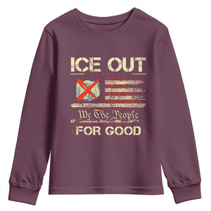 Ice Out For Good We The People Youth Sweatshirt Justice and Freedom Political Resistance American Flag TS02 Maroon Print Your Wear