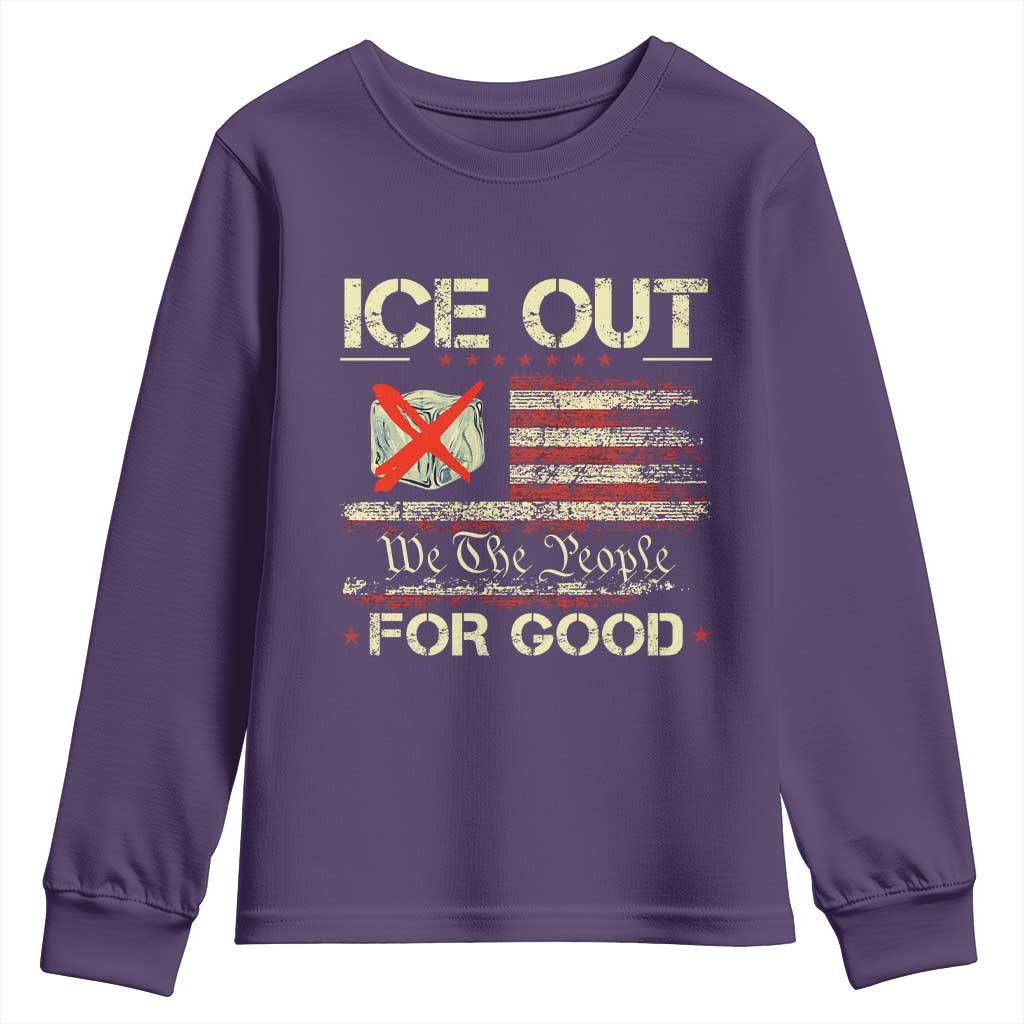 Ice Out For Good We The People Youth Sweatshirt Justice and Freedom Political Resistance American Flag TS02 Purple Print Your Wear
