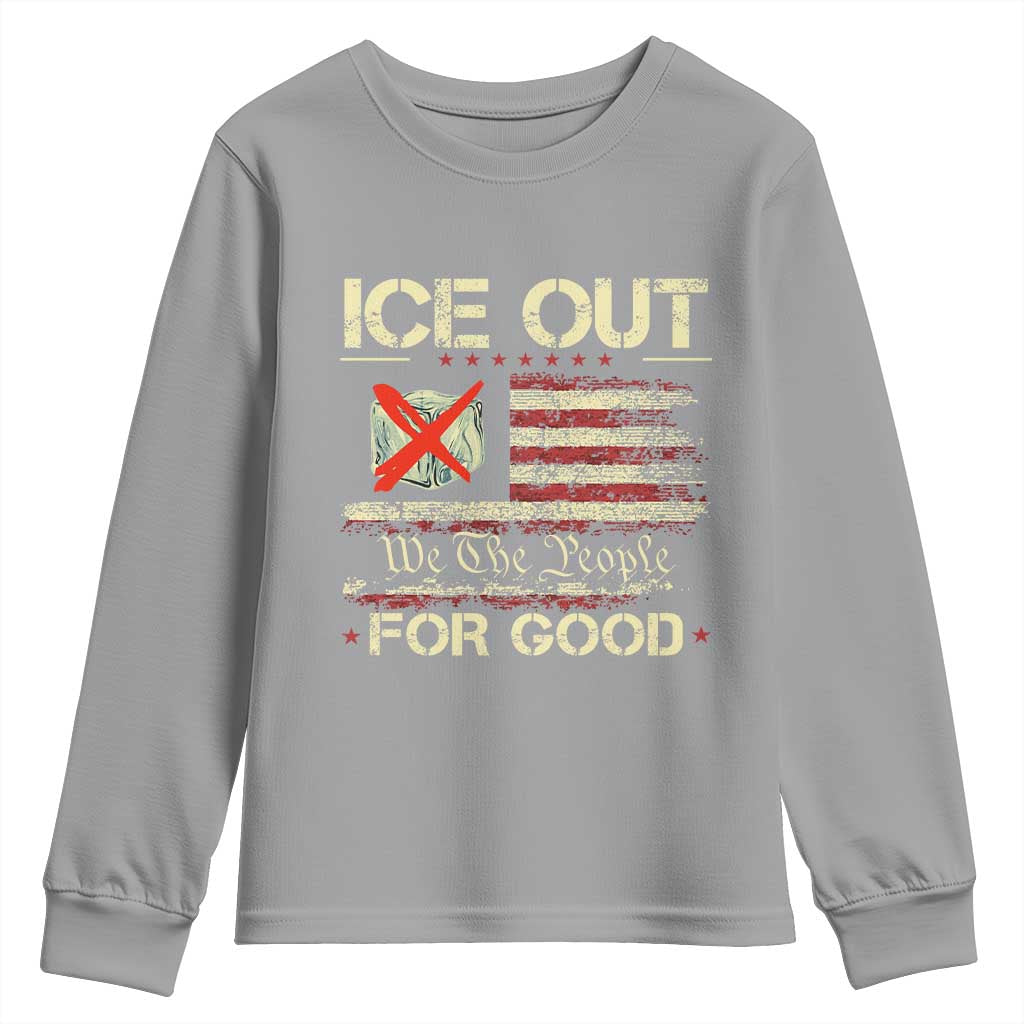 Ice Out For Good We The People Youth Sweatshirt Justice and Freedom Political Resistance American Flag TS02 Sport Gray Print Your Wear