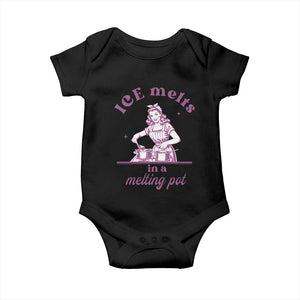 Ice Melts In A Melting Pot Baby Onesie Funny Cooking Woman Retro Feminist Political Statement TS02 Black Print Your Wear