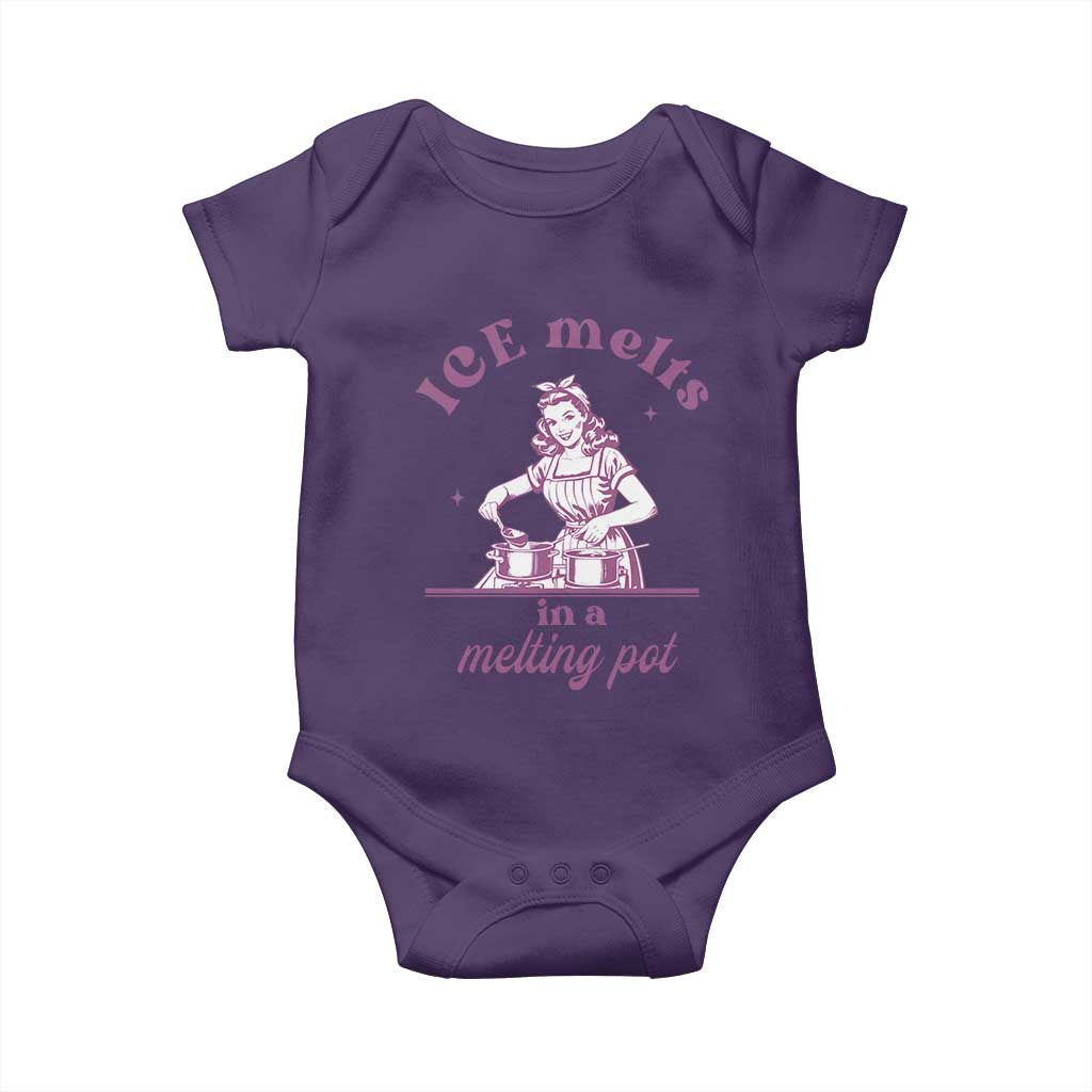 Ice Melts In A Melting Pot Baby Onesie Funny Cooking Woman Retro Feminist Political Statement TS02 Purple Print Your Wear