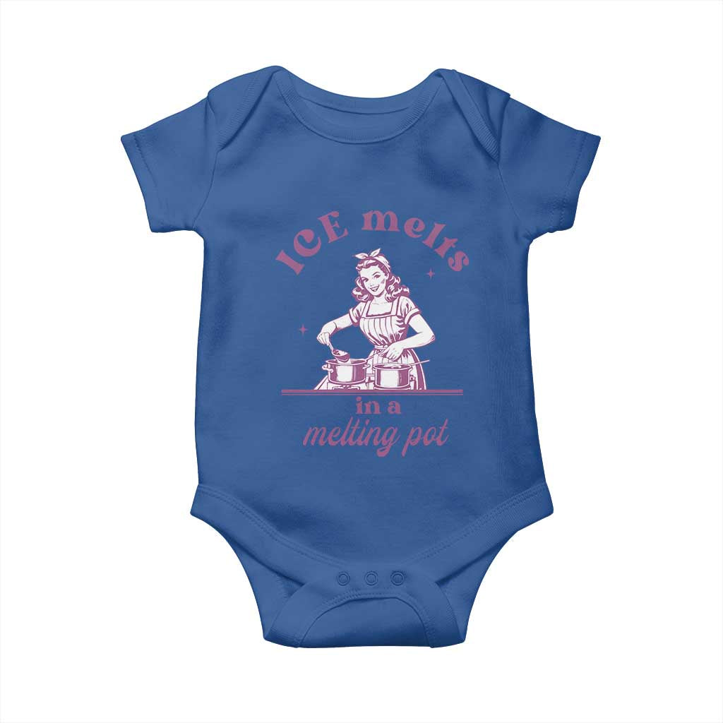 Ice Melts In A Melting Pot Baby Onesie Funny Cooking Woman Retro Feminist Political Statement TS02 Royal Blue Print Your Wear