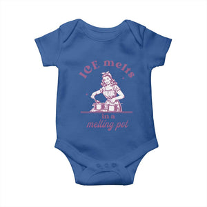 Ice Melts In A Melting Pot Baby Onesie Funny Cooking Woman Retro Feminist Political Statement TS02 Royal Blue Print Your Wear