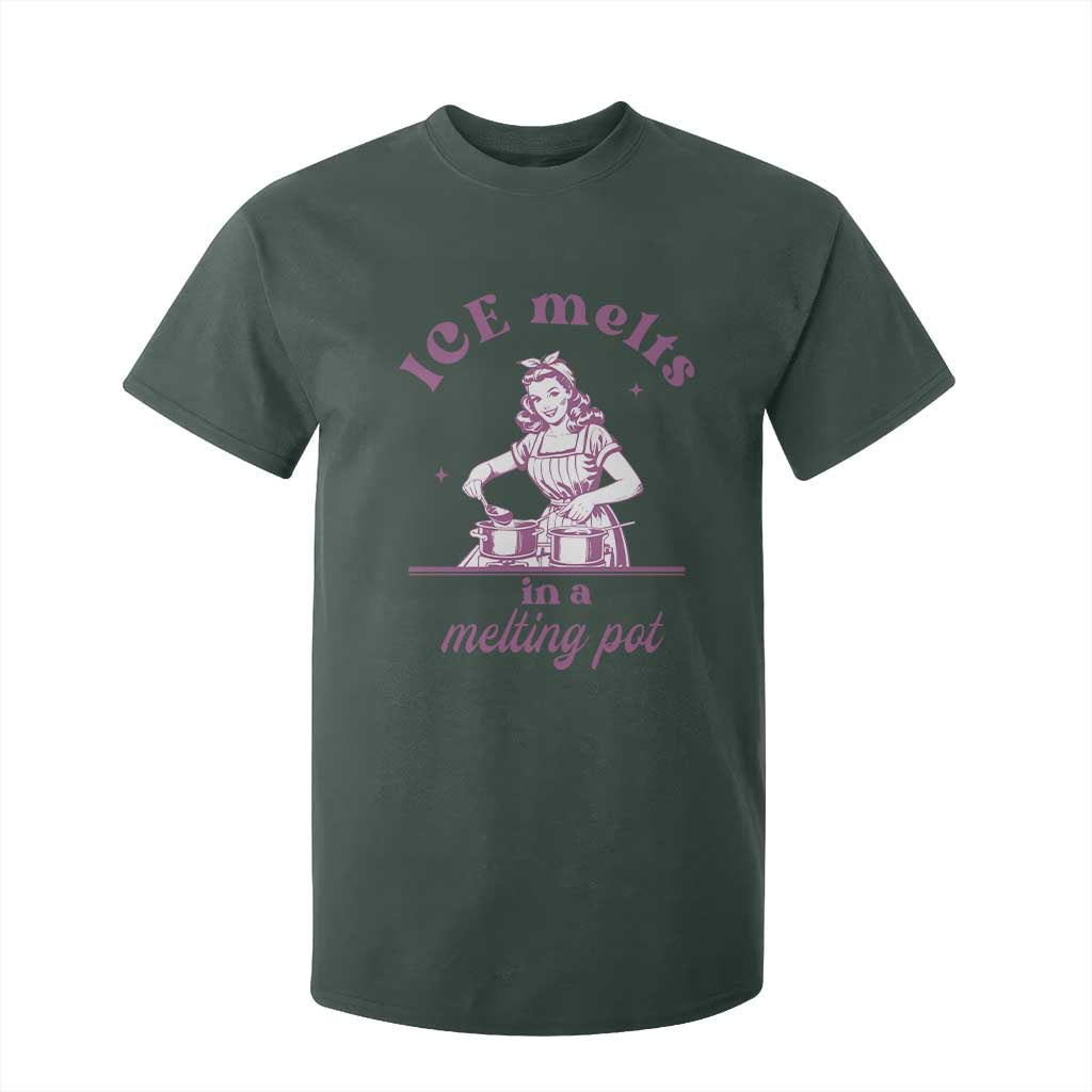 Ice Melts In A Melting Pot T Shirt For Kid Funny Cooking Woman Retro Feminist Political Statement TS02 Dark Forest Green Print Your Wear