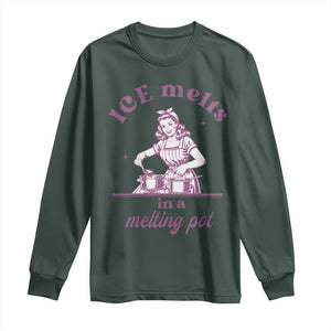 Ice Melts In A Melting Pot Long Sleeve Shirt Funny Cooking Woman Retro Feminist Political Statement TS02 Dark Forest Green Print Your Wear
