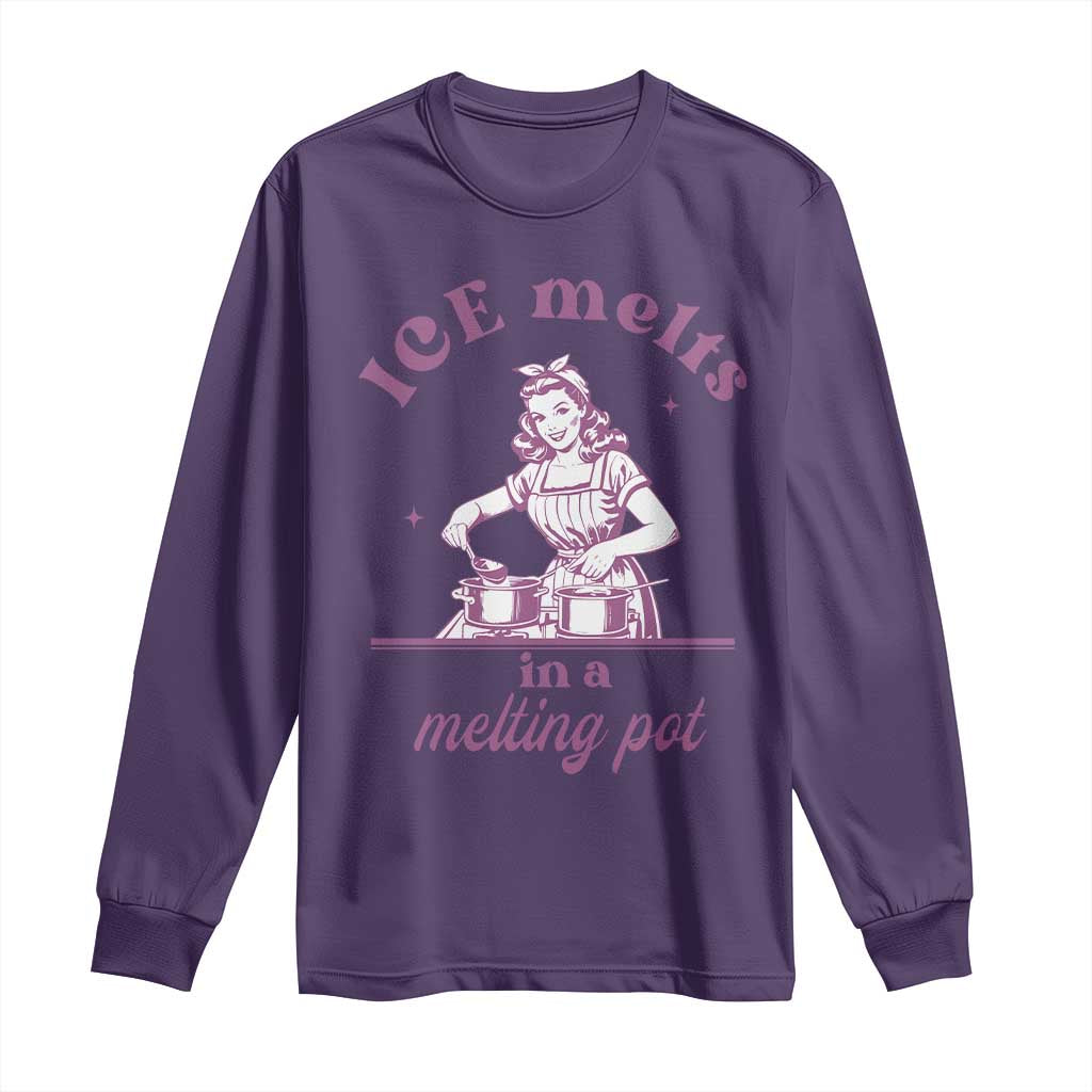 Ice Melts In A Melting Pot Long Sleeve Shirt Funny Cooking Woman Retro Feminist Political Statement TS02 Purple Print Your Wear