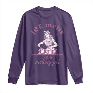 Ice Melts In A Melting Pot Long Sleeve Shirt Funny Cooking Woman Retro Feminist Political Statement TS02 Purple Print Your Wear