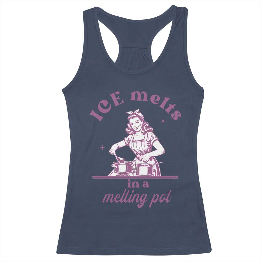 Ice Melts In A Melting Pot Racerback Tank Top Funny Cooking Woman Retro Feminist Political Statement TS02 Navy Print Your Wear