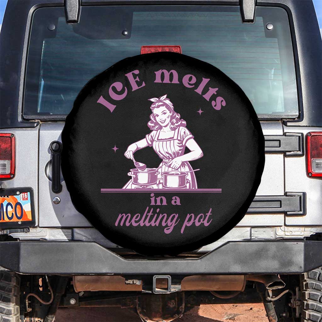 Ice Melts In A Melting Pot Spare Tire Cover Funny Cooking Woman Retro Feminist Political Statement TS02 No hole Black Print Your Wear