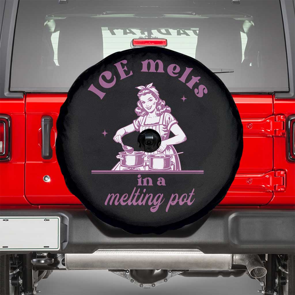 Ice Melts In A Melting Pot Spare Tire Cover Funny Cooking Woman Retro Feminist Political Statement TS02 Black Print Your Wear