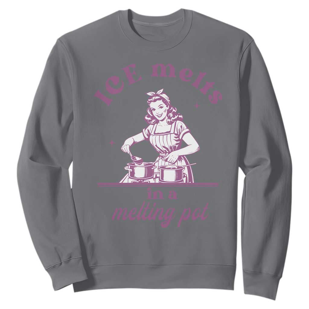Ice Melts In A Melting Pot Sweatshirt Funny Cooking Woman Retro Feminist Political Statement TS02 Charcoal Print Your Wear