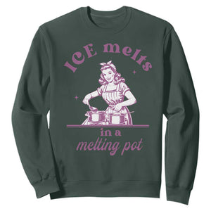 Ice Melts In A Melting Pot Sweatshirt Funny Cooking Woman Retro Feminist Political Statement TS02 Dark Forest Green Print Your Wear