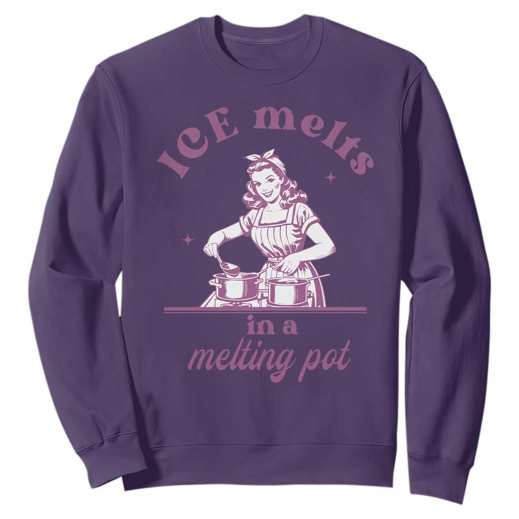 Ice Melts In A Melting Pot Sweatshirt Funny Cooking Woman Retro Feminist Political Statement TS02 Purple Print Your Wear