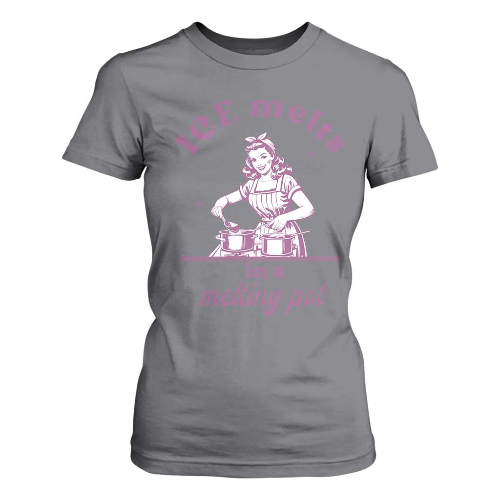 Ice Melts In A Melting Pot T Shirt For Women Funny Cooking Woman Retro Feminist Political Statement TS02 Charcoal Print Your Wear