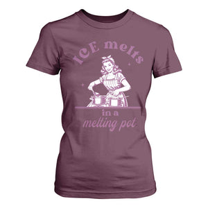 Ice Melts In A Melting Pot T Shirt For Women Funny Cooking Woman Retro Feminist Political Statement TS02 Maroon Print Your Wear