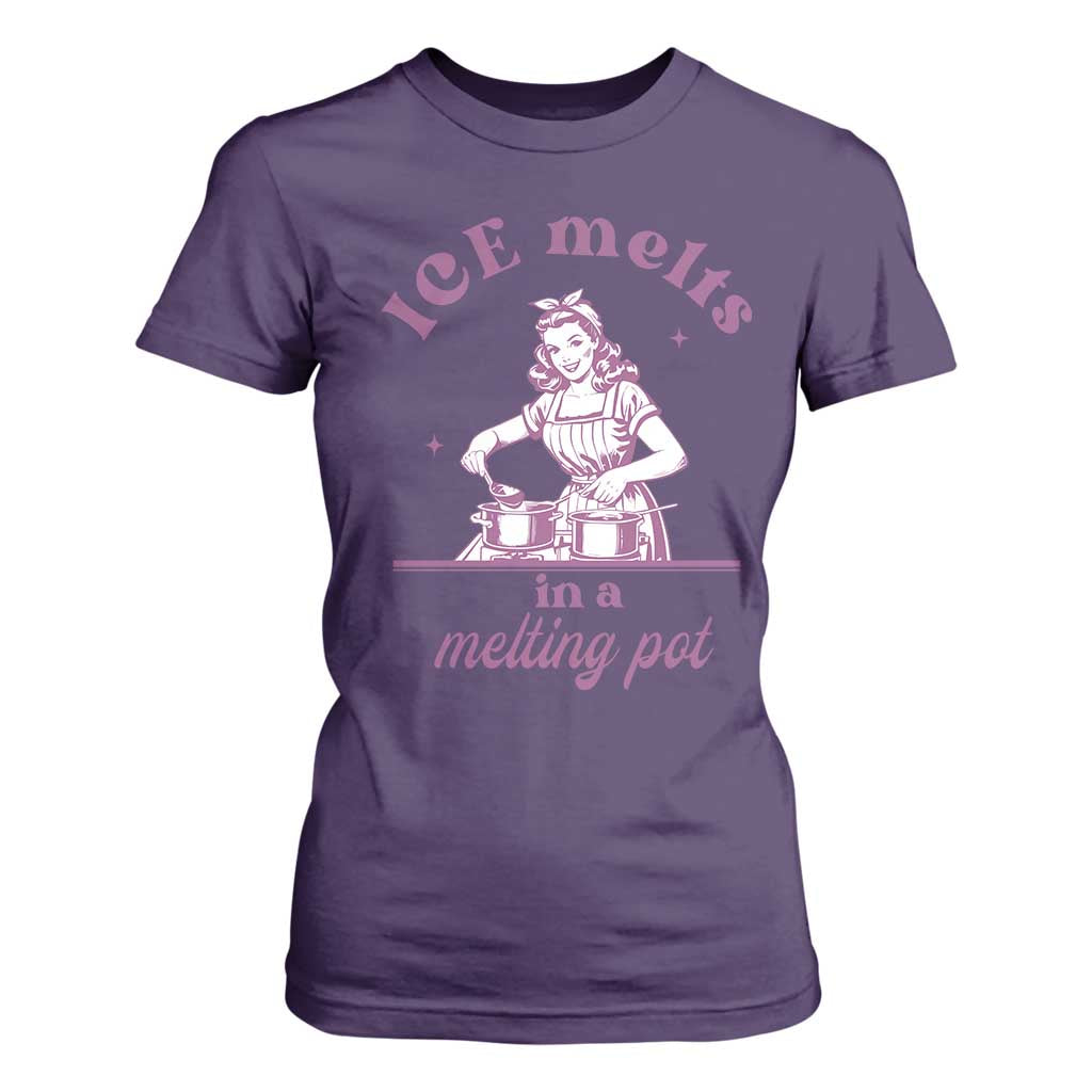 Ice Melts In A Melting Pot T Shirt For Women Funny Cooking Woman Retro Feminist Political Statement TS02 Purple Print Your Wear