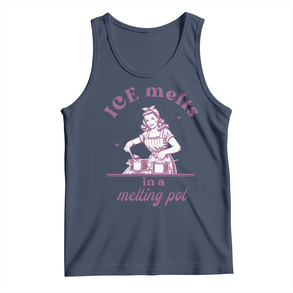 Ice Melts In A Melting Pot Tank Top Funny Cooking Woman Retro Feminist Political Statement TS02 Navy Print Your Wear