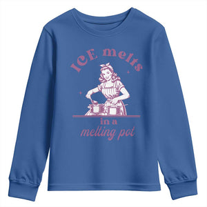 Ice Melts In A Melting Pot Youth Sweatshirt Funny Cooking Woman Retro Feminist Political Statement TS02 Royal Blue Print Your Wear