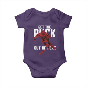 Get The Puck Out of Here Baby Onesie Sarcastic Ice Hockey Pun Humor TS02 Purple Print Your Wear