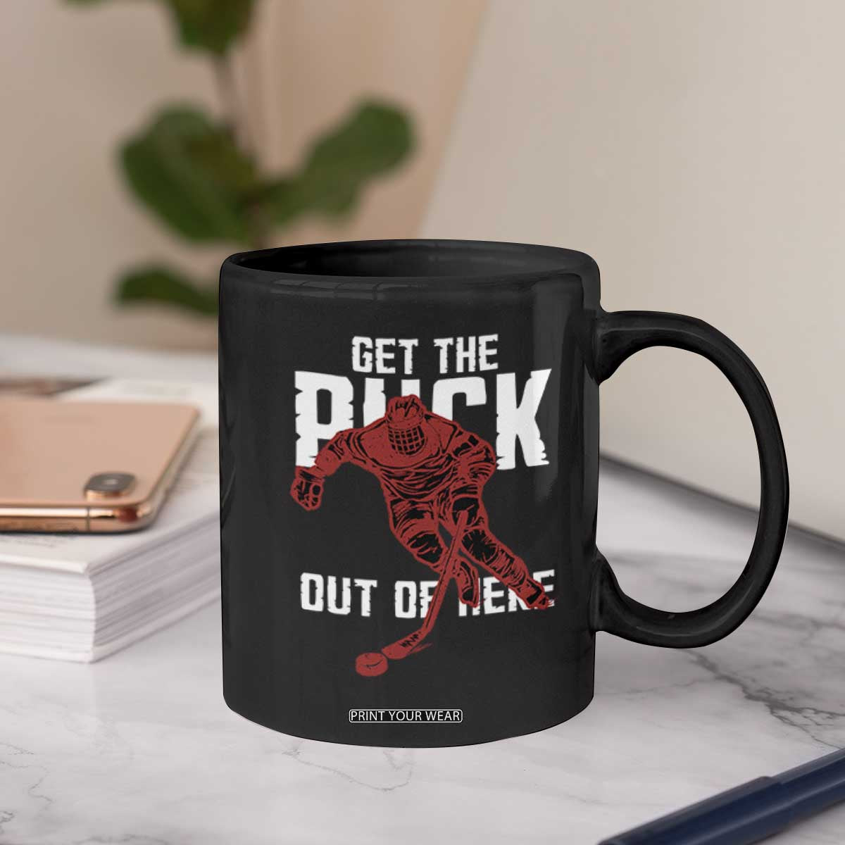 Get The Puck Out of Here Coffee Mug Sarcastic Ice Hockey Pun Humor TS02 Print Your Wear
