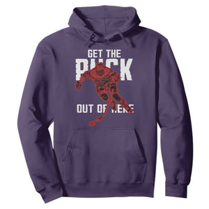 Get The Puck Out of Here Hoodie Sarcastic Ice Hockey Pun Humor TS02 Purple Print Your Wear