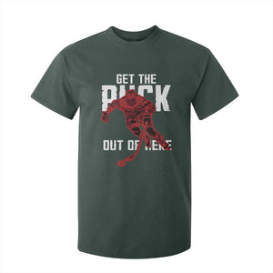 Get The Puck Out of Here T Shirt For Kid Sarcastic Ice Hockey Pun Humor TS02 Dark Forest Green Print Your Wear