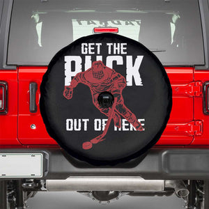 Get The Puck Out of Here Spare Tire Cover Sarcastic Ice Hockey Pun Humor TS02 Black Print Your Wear