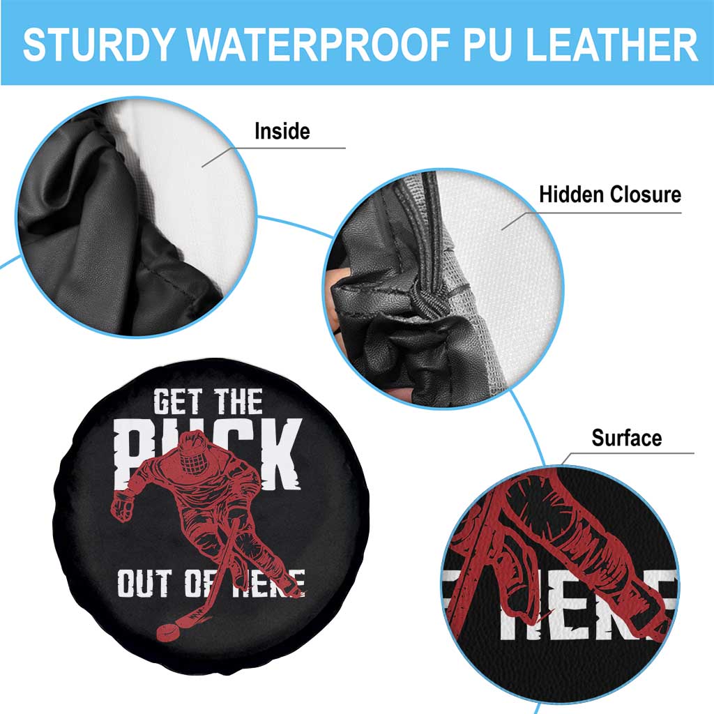 Get The Puck Out of Here Spare Tire Cover Sarcastic Ice Hockey Pun Humor TS02 Print Your Wear