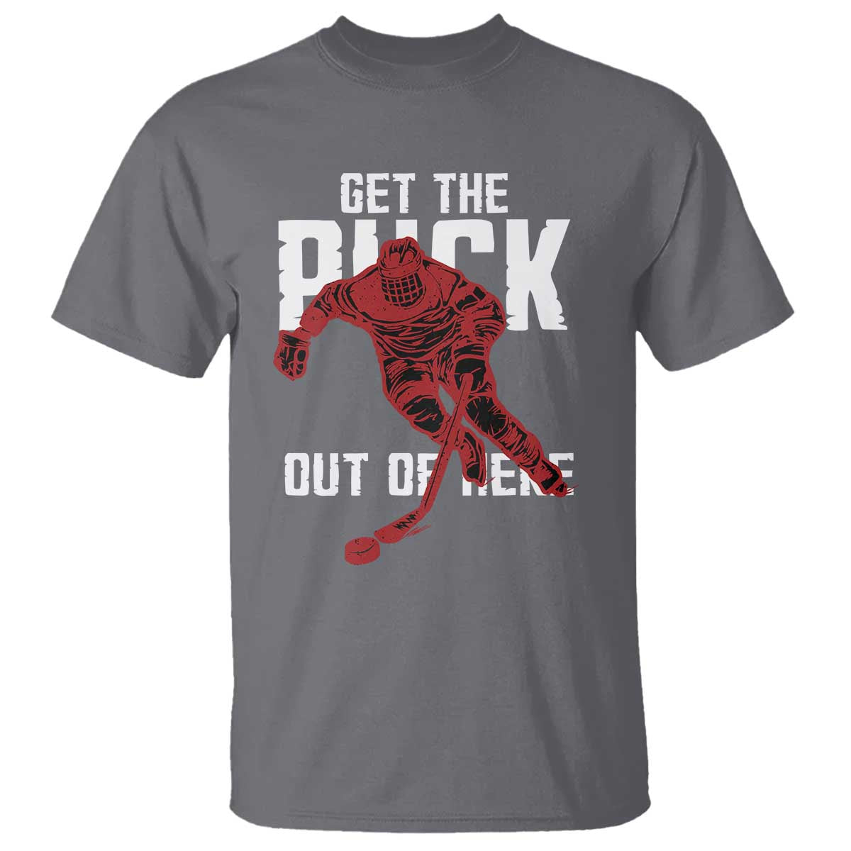 Get The Puck Out of Here T Shirt Sarcastic Ice Hockey Pun Humor TS02 Charcoal Print Your Wear